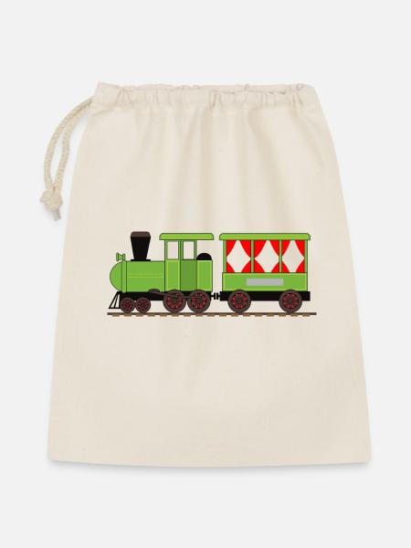 Dampflok Zug Eisenbahn - Geschenkbeutel aus Baumwolle (40 x 50 cm) - Natur