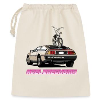 Delorean 80s Oldschool BMX Car mit Tour - Geschenkbeutel aus Baumwolle (40 x 50 cm) - Natur - Vorne