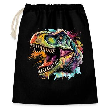 Dino Neon Kunst Design - Geschenkbeutel aus Baumwolle (40 x 50 cm) - Schwarz - Vorne