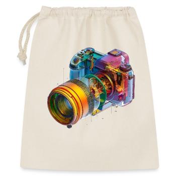 Regenbogenkamera als CAD-Design in Farbexplosion - Geschenkbeutel aus Baumwolle (40 x 50 cm) - Natur - Vorne