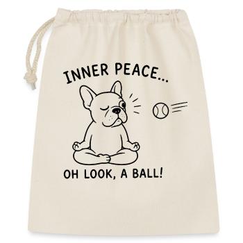  Inner Peace Oh Look A Ball Lustige Bulldogge Yoga - Geschenkbeutel aus Baumwolle (40 x 50 cm) - Natur - Vorne