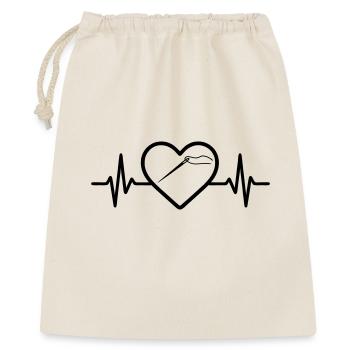 Bobine à coudre Aiguille Ciseaux Coeur - Sac cadeau 40 x 50 cm - nature - Devant