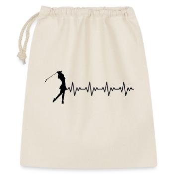 Golf Golferin Golfschlag EKG Herzschlag - Geschenkbeutel aus Baumwolle (40 x 50 cm) - Natur - Vorne