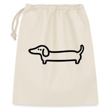 Dackel Line Art – Lustiges Hunde Design - Geschenkbeutel aus Baumwolle (40 x 50 cm) - Natur - Vorne