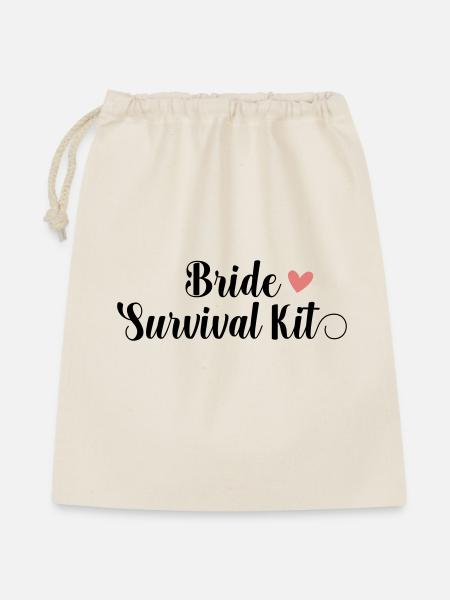 Bride Survival Kit! Personalisierbar - Geschenkbeutel aus Baumwolle (40 x 50 cm) - Natur