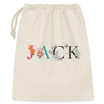 JACK Namenskunst mit gestickten Blumen - Geschenkbeutel aus Baumwolle (40 x 50 cm) - Natur - Vorne