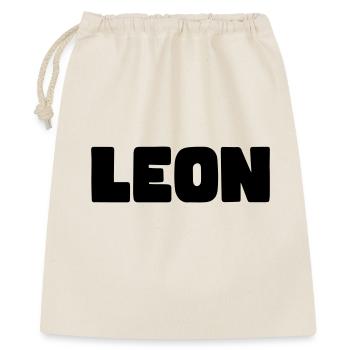 Leon Name - Geschenkbeutel aus Baumwolle (40 x 50 cm) - Natur - Vorne