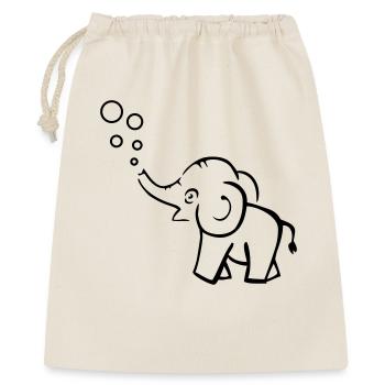 Elefant macht Blasen - Geschenkbeutel aus Baumwolle (40 x 50 cm) - Natur - Vorne