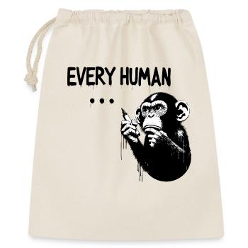CHAQUE ÊTRE HUMAIN ... | Singe pensant à la manière de Banksy - Sac cadeau 40 x 50 cm - nature - Devant
