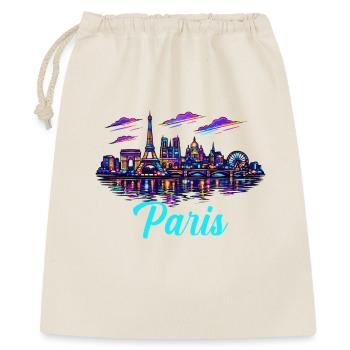 Paris Neon Skyline Stadt Frankreich - Geschenkbeutel aus Baumwolle (40 x 50 cm) - Natur - Vorne