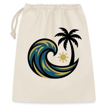 Welle Palme Surfen Strandurlaub Beachclub - Geschenkbeutel aus Baumwolle (40 x 50 cm) - Natur - Vorne