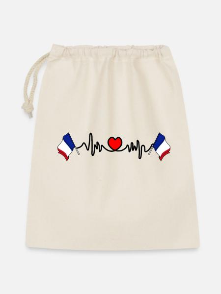 Herzfrequenz-Cardio für Frankreich - Geschenkbeutel aus Baumwolle (40 x 50 cm) - Natur