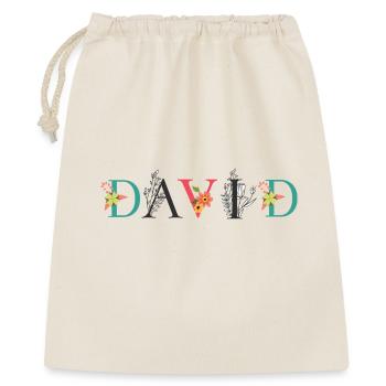 DAVID Nom Art avec fleurs brodées - Sac cadeau 40 x 50 cm - nature - Devant