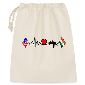 Cardio heart with Flag USA USA, India - Gift Bag 40 x 50 cm - nature - Front