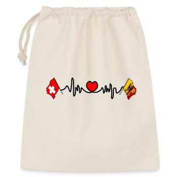 Cardio Herz Flagge Schweiz, Kanton oder Genf - Geschenkbeutel aus Baumwolle (40 x 50 cm) - Natur - Vorne