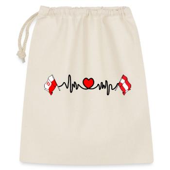 Cardio-Herz Flagge Polen, Flagge Österreich - Geschenkbeutel aus Baumwolle (40 x 50 cm) - Natur - Vorne