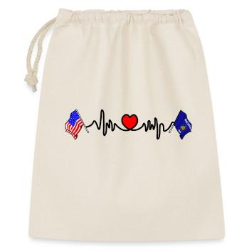 Cardio-Herz mit USA-Flagge und Wisconsin-Flagge - Geschenkbeutel aus Baumwolle (40 x 50 cm) - Natur - Vorne