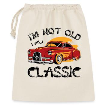 Roter Oldtimer mit Sunset Design - Geschenkbeutel aus Baumwolle (40 x 50 cm) - Natur - Vorne