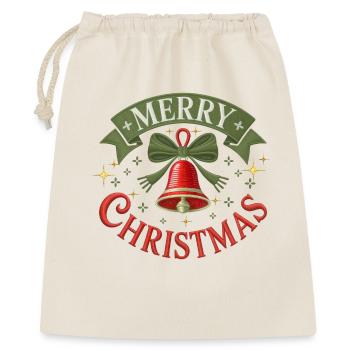 Joyeux Cloche de Noël avec ruban vert - Sac cadeau 40 x 50 cm - nature - Devant