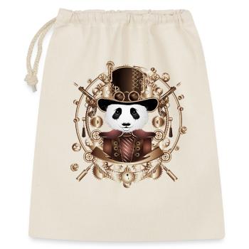 Panda Steampunk avec chapeau cylindre en cadre sépia - Sac cadeau 40 x 50 cm - nature - Devant