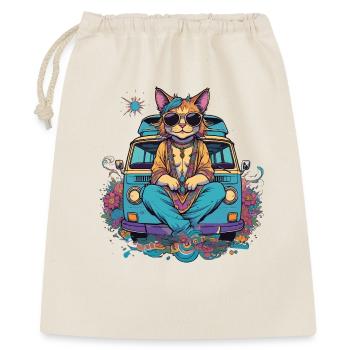 Hippie cat on holiday in a van, humor - Gift Bag 40 x 50 cm - nature - Front