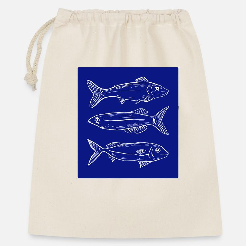 Dark blue fish pattern illustration - Gift Bag 40 x 50 cm - nature