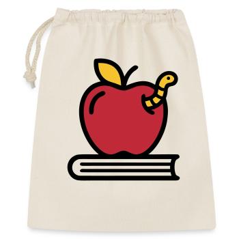 Apfel Buch Wurm Grundschule - Geschenkbeutel aus Baumwolle (40 x 50 cm) - Natur - Vorne
