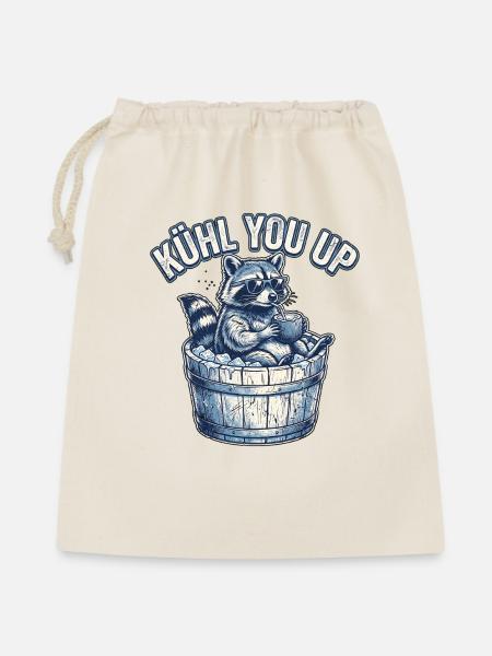 Cooler Waschbär Eis - Geschenkbeutel aus Baumwolle (40 x 50 cm) - Natur