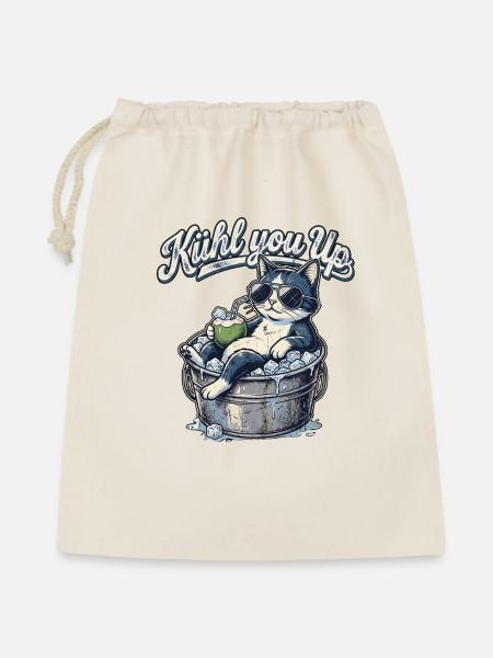 Coole Katze Mit Eis - Geschenkbeutel aus Baumwolle (40 x 50 cm) - Natur