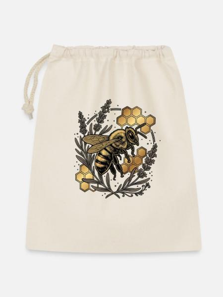 Goldene Imker Biene - Geschenkbeutel aus Baumwolle (40 x 50 cm) - Natur
