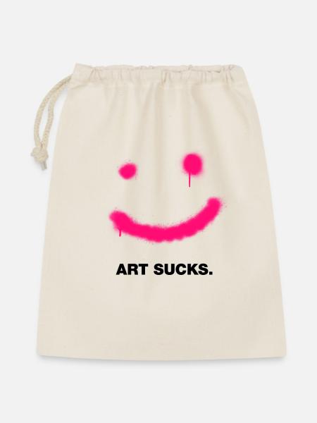Art sucks but smile! - Geschenkbeutel aus Baumwolle (40 x 50 cm) - Natur