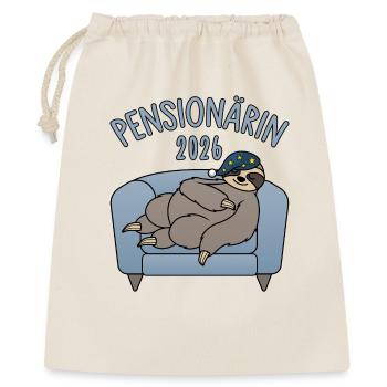  Pensionärin 2026 - Faultier Couch - Geschenkbeutel aus Baumwolle (40 x 50 cm) - Natur - Vorne
