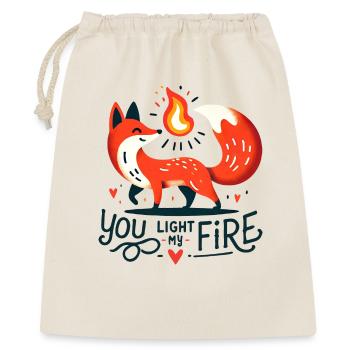 Feuriger Fuchs mit Flamme und Herz - Geschenkbeutel aus Baumwolle (40 x 50 cm) - Natur - Vorne