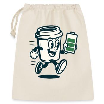 Koffeinhaltiger Batterie-Kumpel - Geschenkbeutel aus Baumwolle (40 x 50 cm) - Natur - Vorne