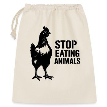 Veganer Raben-Silhouette - Geschenkbeutel aus Baumwolle (40 x 50 cm) - Natur - Vorne