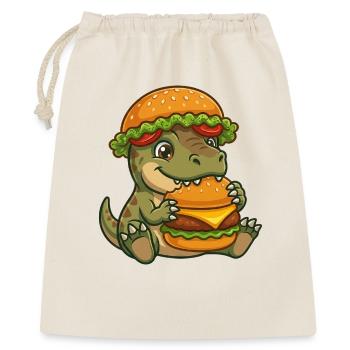 Dino mignon avec un dessin animé Burger - Sac cadeau 40 x 50 cm - nature - Devant