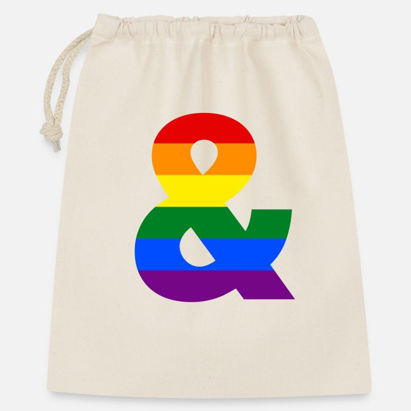 Regenbogen kaufmännisches Und-Zeichen - Geschenkbeutel aus Baumwolle (40 x 50 cm) - Natur