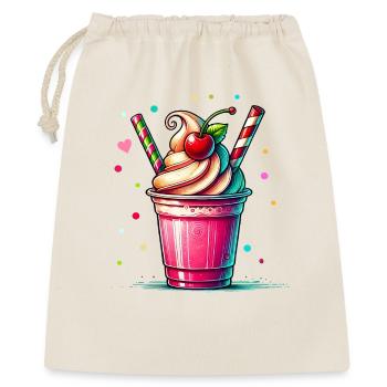 Verführerische Kirschträume:Kirschen Milchshake - Geschenkbeutel aus Baumwolle (40 x 50 cm) - Natur - Vorne