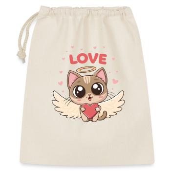 Chat ailé cœur d'amour - Sac cadeau 40 x 50 cm - nature - Devant