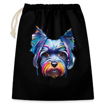 Portrait miniature de chien Schnauzer Pop Art coloré - Sac cadeau 40 x 50 cm - noir - Devant