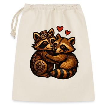 Räuberherzen: Raccoon-Duo im Gear-Look - Geschenkbeutel aus Baumwolle (40 x 50 cm) - Natur - Vorne