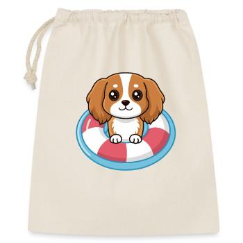 Chiot adorable en bouée piscine - Sac cadeau 40 x 50 cm - nature - Devant