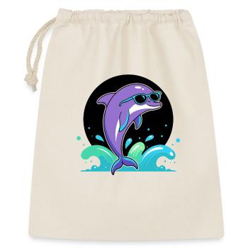 Lila Delfin-Chic-Brille - Geschenkbeutel aus Baumwolle (40 x 50 cm) - Natur - Vorne