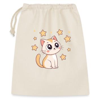 Chat étoilé kawaii - Sac cadeau 40 x 50 cm - nature - Devant