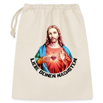 Liebe Deinen Nächsten Jesus Linker Handsegen - Geschenkbeutel aus Baumwolle (40 x 50 cm) - Natur - Vorne
