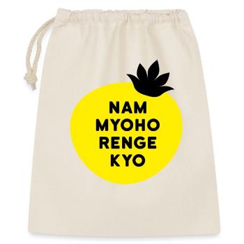 Nam Myoho Renge Buddha Mantra Lotos Spruch - Geschenkbeutel aus Baumwolle (40 x 50 cm) - Natur - Vorne