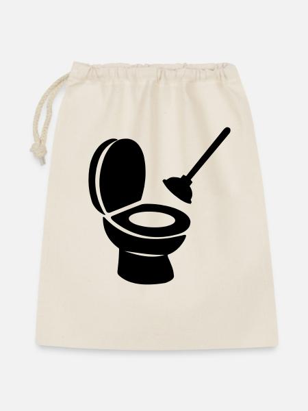 Toilette mit Entblocker - Geschenkbeutel aus Baumwolle (40 x 50 cm) - Natur