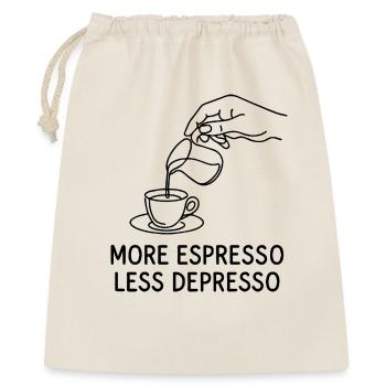 More Espresso Less Depresso für Espressoliebhaber - Geschenkbeutel aus Baumwolle (40 x 50 cm) - Natur - Vorne