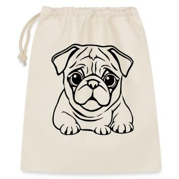 personalisiertes Mops Hunde T-shirt Geschenk - Geschenkbeutel aus Baumwolle (40 x 50 cm) - Natur - Vorne
