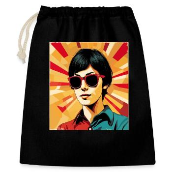 Retro Girl Pop Art – Stil Vintage Cool - Geschenkbeutel aus Baumwolle (40 x 50 cm) - Schwarz - Vorne